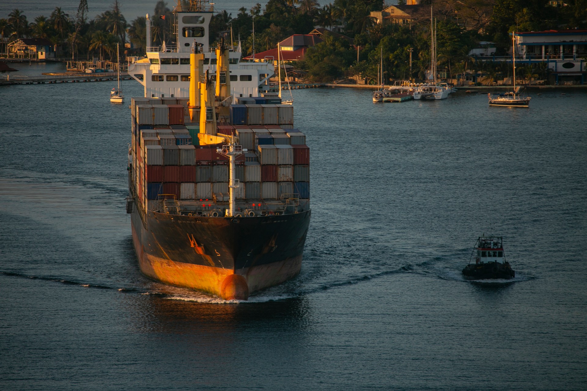 Cargo ship leaving the Port